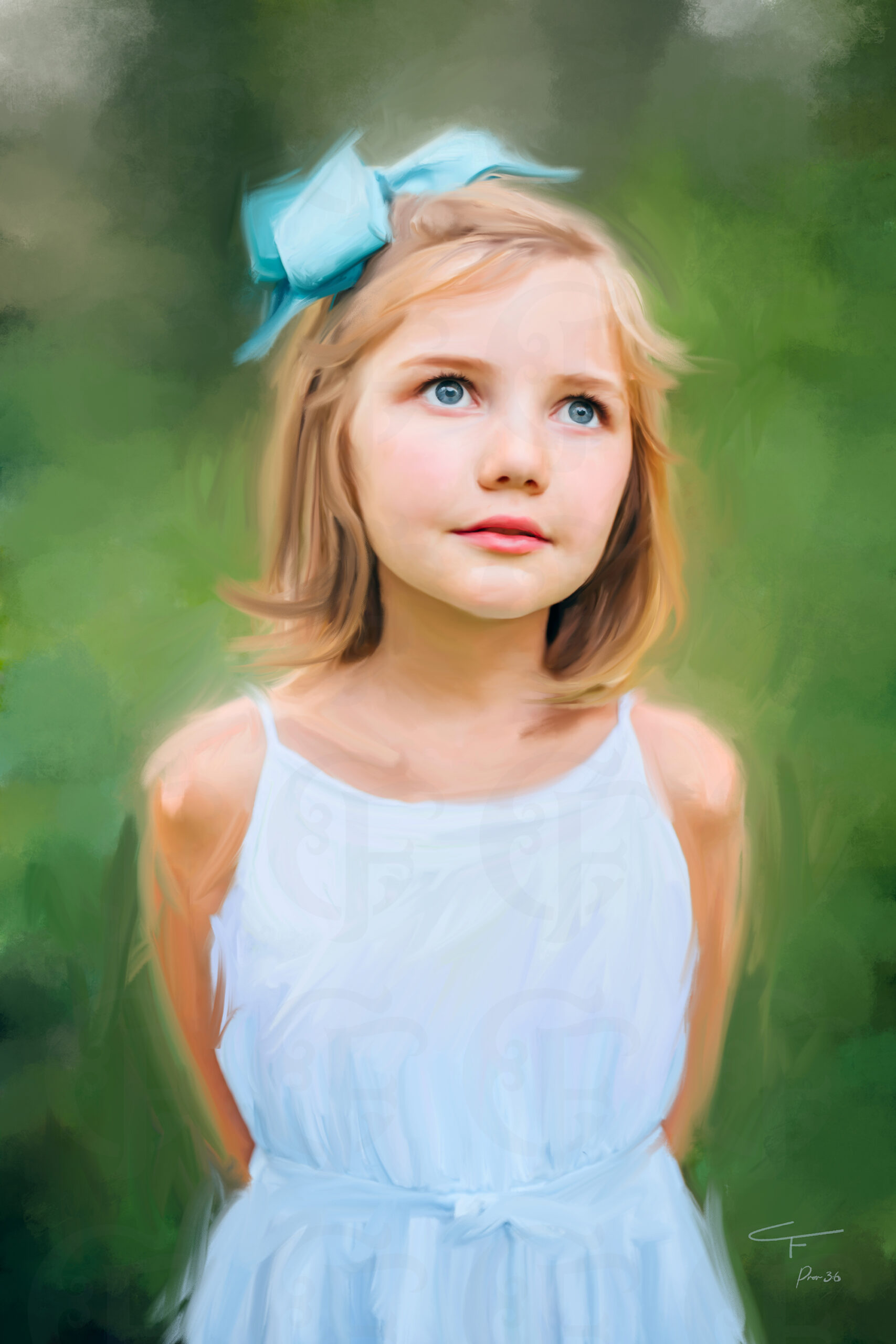 Alabama Kids Painted Portrait Artist from Photo on Stretched Canvas by Carol Ferguson Art